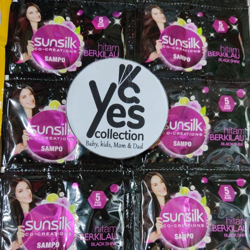 Sunslik sampo Hijab sachet 12pcs Renceng hitam berkilau black shine Rambut halus lembut soft sunsilk