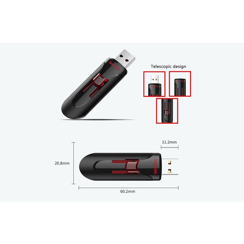 Flashdisk Sandisk Cruzer Glide USB 3.0 Flash Drive SDCZ600 16GB RESMI