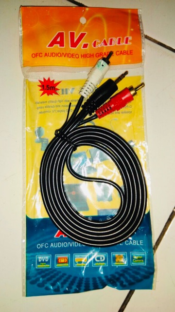 KABEL AV Audio 2 in 1 1,5 meter / kabel rca 2-1 / kabel Aux 2in1 / Jack 3.5mm audio rca 2in1 cabel