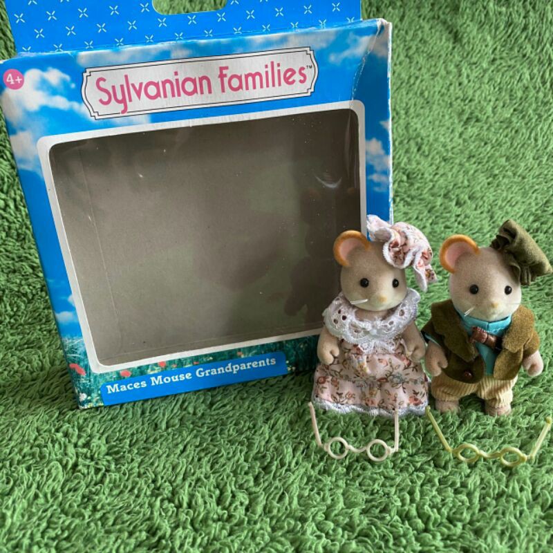 Preloved Sylvanian Families Maces Mouse Grandparents with box original flair