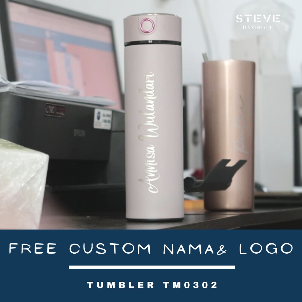 Botol minum stainless termos vacuum tumbler travel mug TM0302 Pink custom Tahan Air Panas dan Dingin