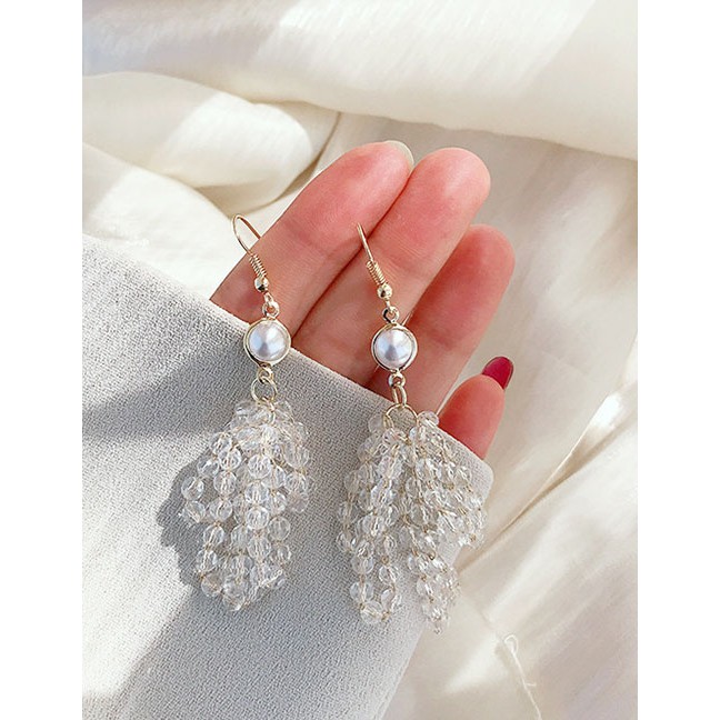 LRC Anting Gantung Fashion Golden Crystal Tassel K15927