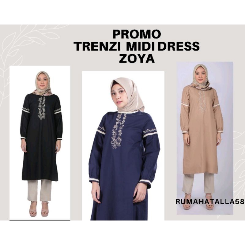 ZOYA ATASAN MUSLIM POLOS TRENZI MIDI DRESS PROMO