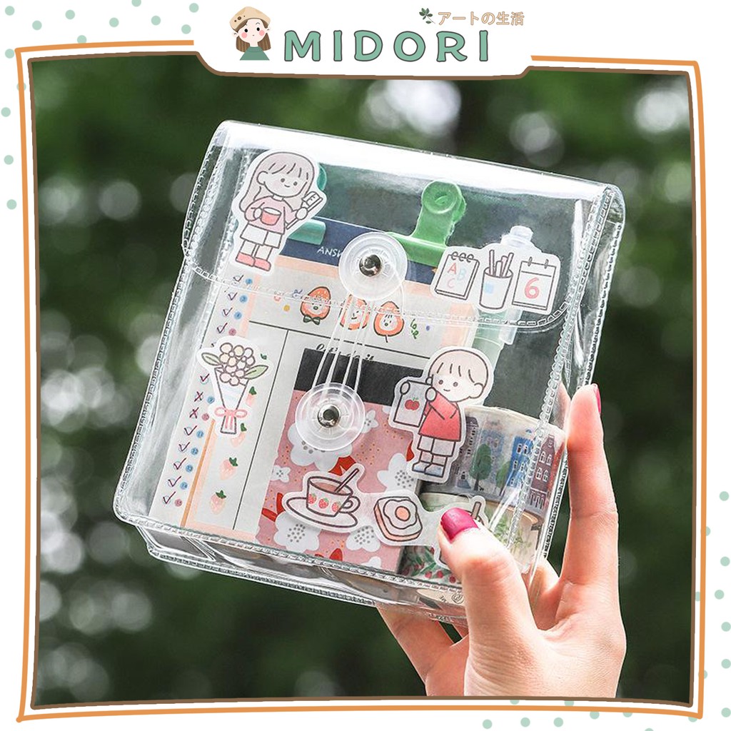 

[MIDORI] File Bag Transparan Pouch Serba Guna Tempat Pensil Transparan Aesthetic - F0001