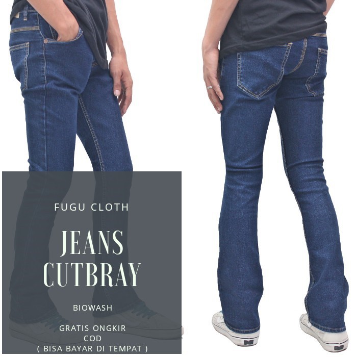  Celana  Jeans  Pria  Slim Fit Cutbray Cowok Panjang Bootcut 