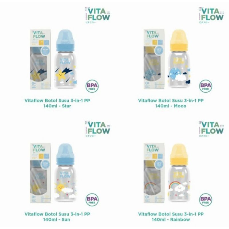 VITA FLOW Botol Susu Multifungsi 140ml Sky Series Nursing Bottle