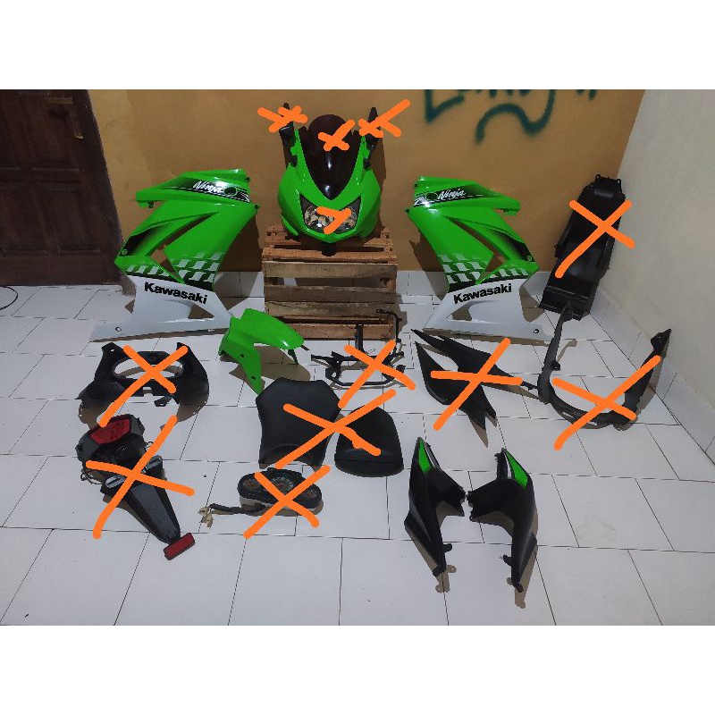 fairing full set NINJA 250 R karbu hijau SE body halus fairing
