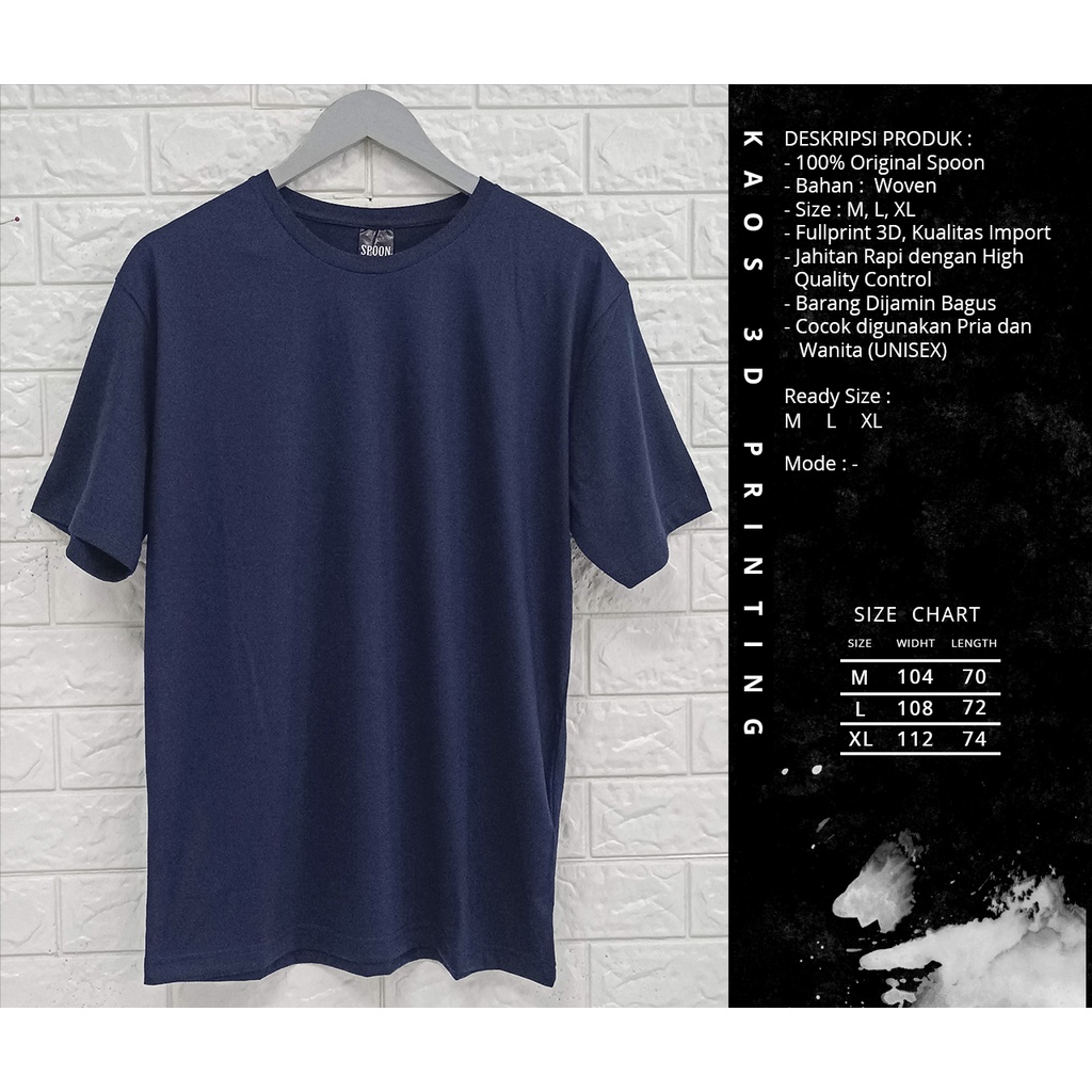 Kaos Pria/Wanita Lengan Pendek | Kaos Distro | Merk SPOON | Motif - Kaos Polos Katun Spoon