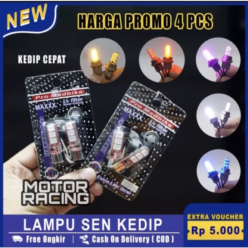 HARGA 4 PCS - Lampu Sen Sein KEDIP STROBO Jelly Jellyfish 6 Mata Led Reting Motor - Variasi Warna