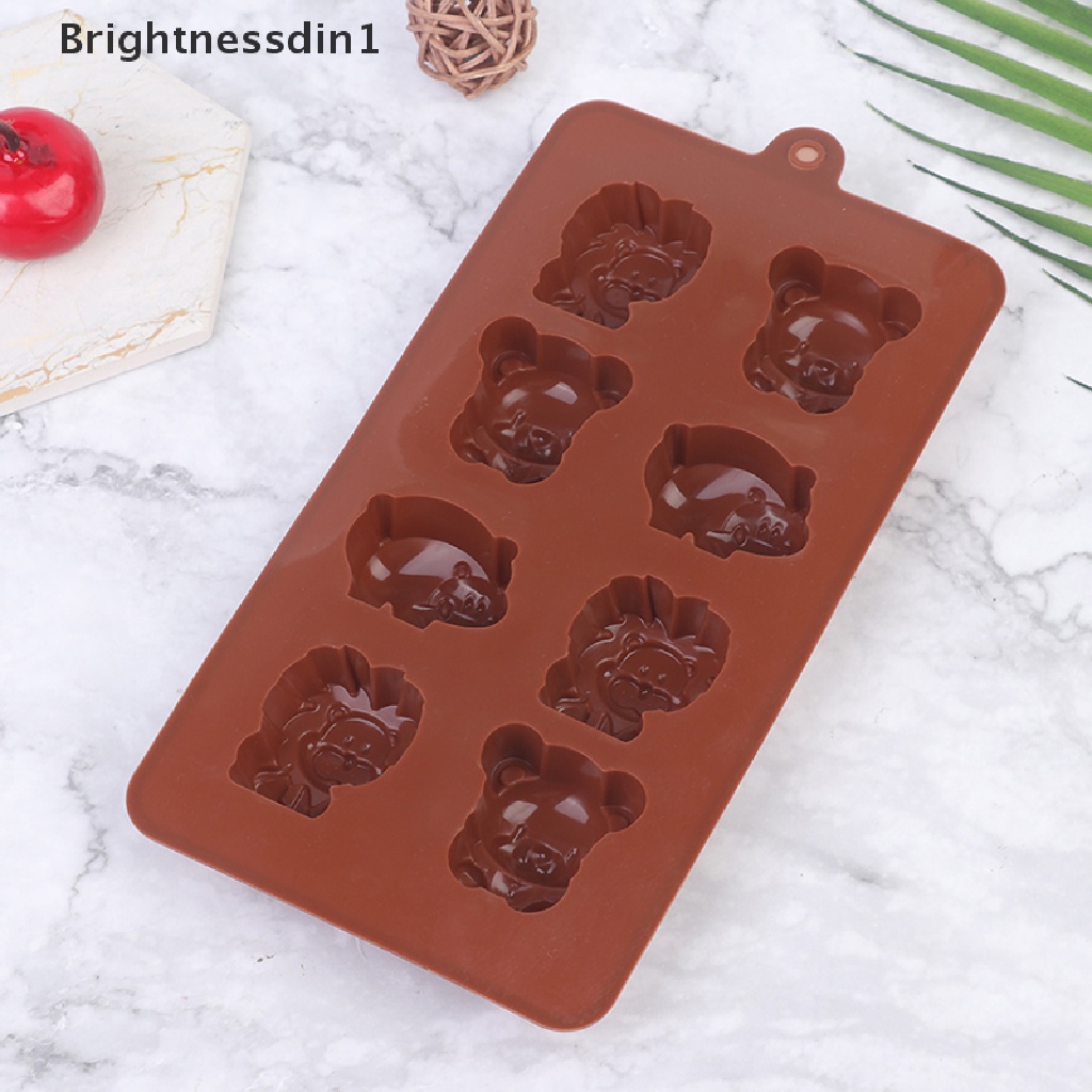 1 In 1 Cetakan Sabun / Kue / Coklat Bentuk Hewan Singa / Beruang Bahan Silikon Untuk Peralatan Dapur