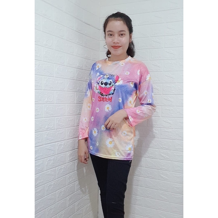 Rillo - Kaos Longsleeve Ovesize Tie Dye Sablon 3D Plastisol