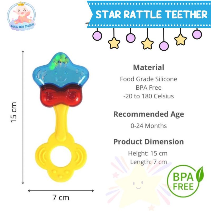 Mainan Bayi Rattle Star Stick Teether Krincingan