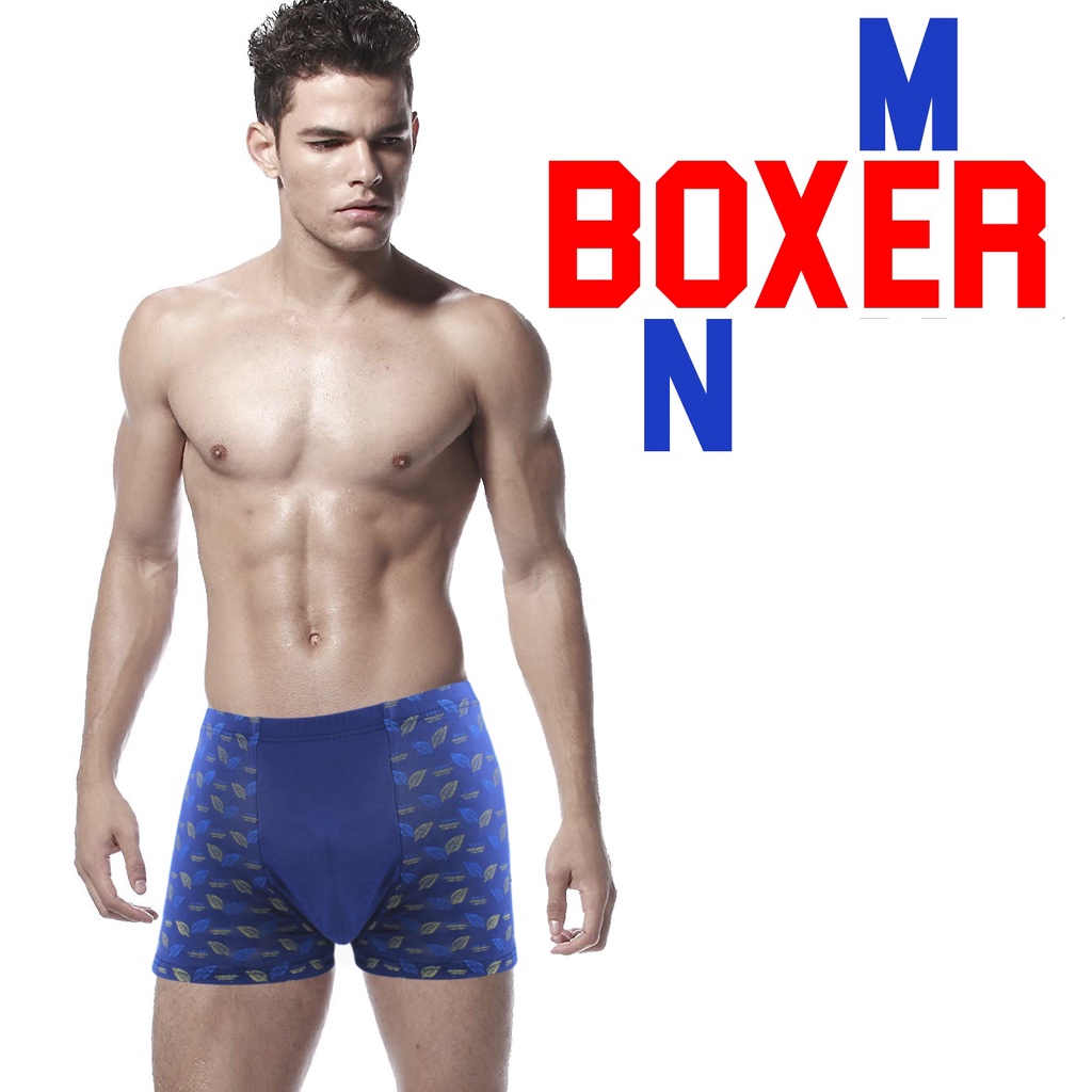 Boxer Cd Import Pria Dewasa Bahan Katun Adem Motif Daun