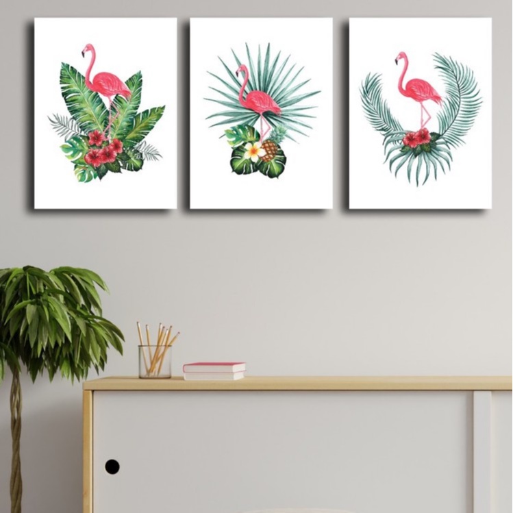 HIASAN DINDING FLAMINGO TROPICAL KAMAR DEKORASI RUMAH WALL DECOR UNIK SUPER MURAH FLAMINGO DAUN LUCU