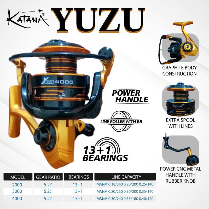 Reel Spinning Katana Yuzu 1000 - 6000 Power Handle