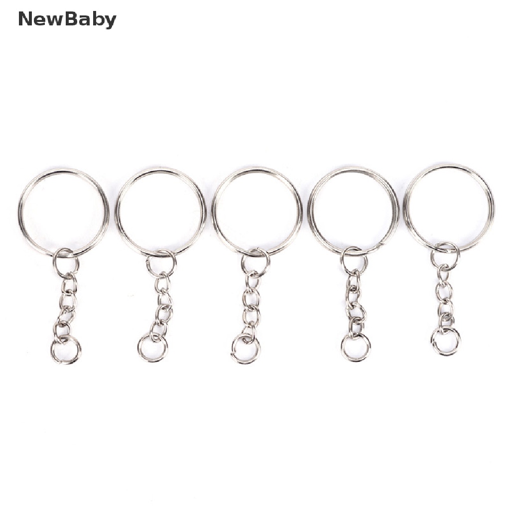 Newbaby 50PCS Ring Gantungan Kunci Silver Polished 25mm DIY