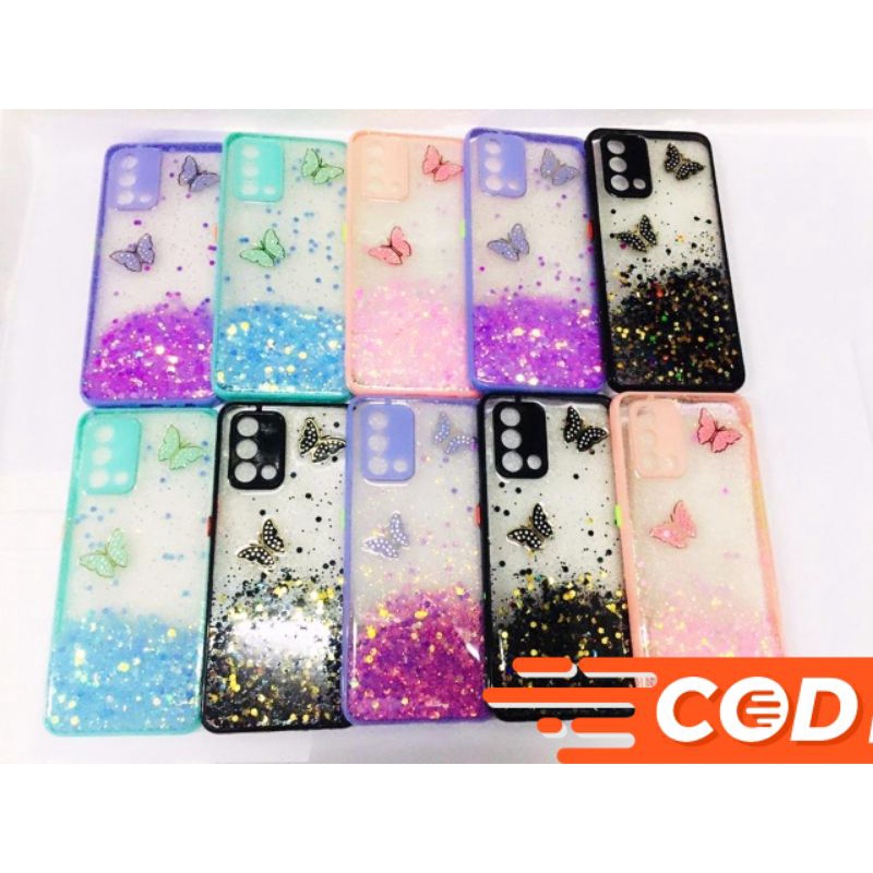 Infinix Case Glitter Kupu - Kupu Butterfly Casing Smart 5 Hot 9 Play Hot 10 Play Empat Warna Warni