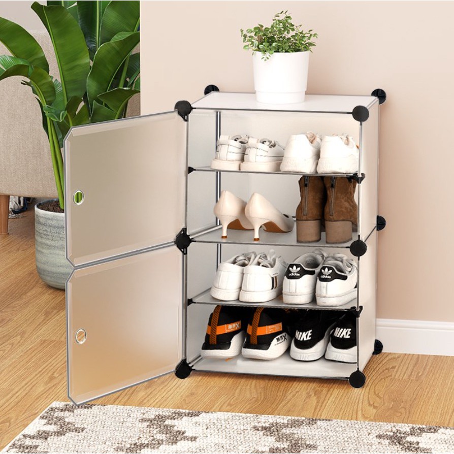 Rak Sepatu Anti Debu 4 Layer/ Susun Tebal Shoe Rack Portable Serbaguna Kotak Sepatu, SHENAR