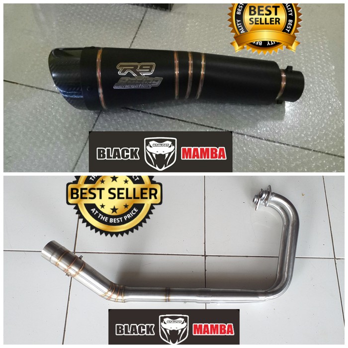 axs380 Knalpot R9 H2 Black Fullsystem Ninja250 R25 MT25 CBR250RR