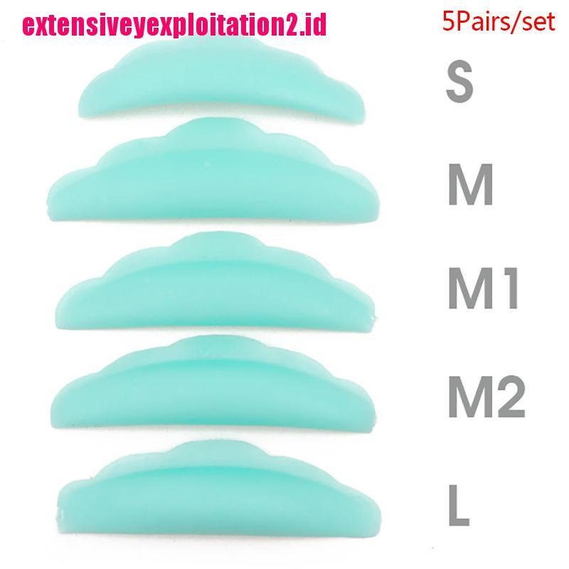 &lt; E2id &amp; &gt; 5 Pasang / set Pad Silikon Pelentik Bulu Mata Untuk Makeup / Kosmetik Wanita