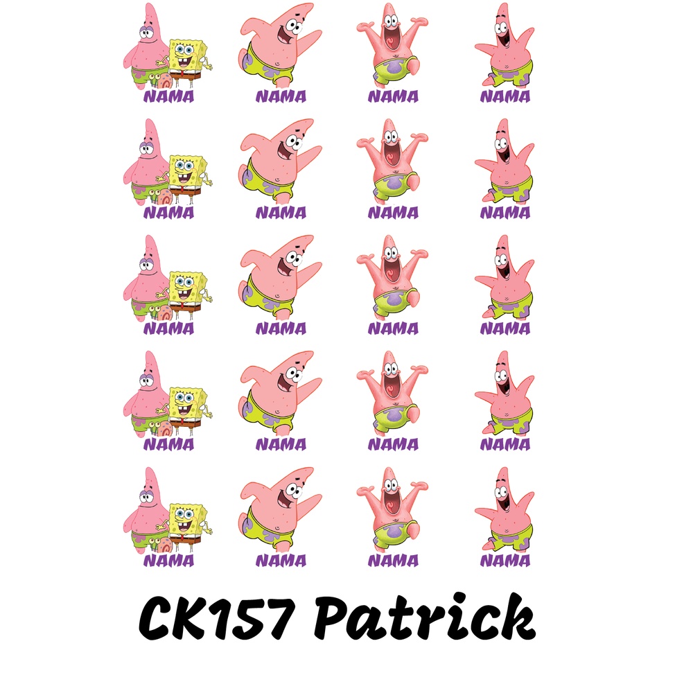 

Sticker Nama Cutting Label Waterproof Tahan Air Patrick (CK157)