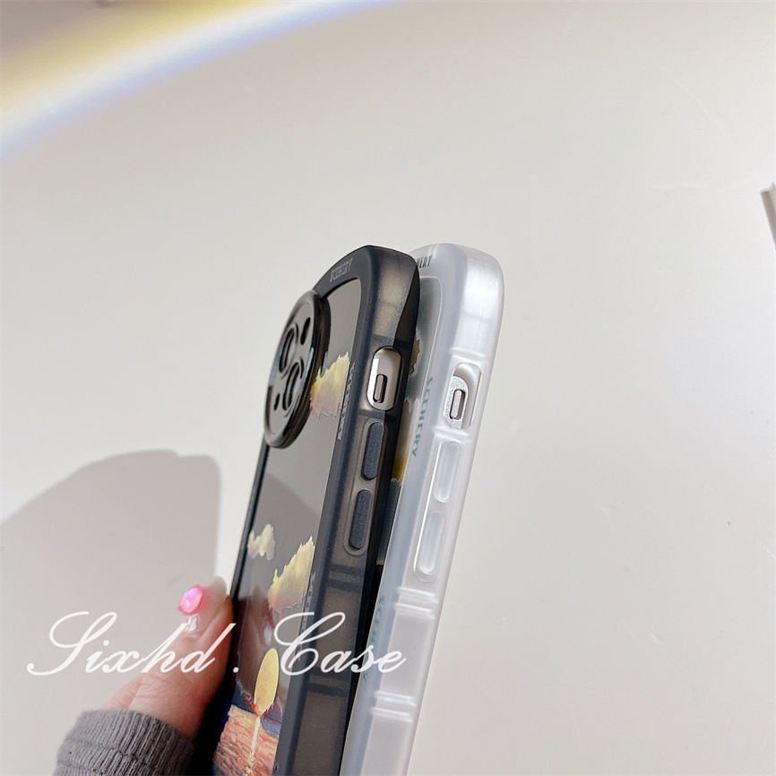 Redmi Note 12 11 11s 10 9 8Pro Redmi 12C 10C 10A 10 9T 9C 9A 9 A1 A1+ Xiaomi 11 Lite 12T 11TPro Mi Poco M3 X3Pro NFC Ins Fashion Simple Sunset Round Lens Phone Case Soft Shockproof Cover