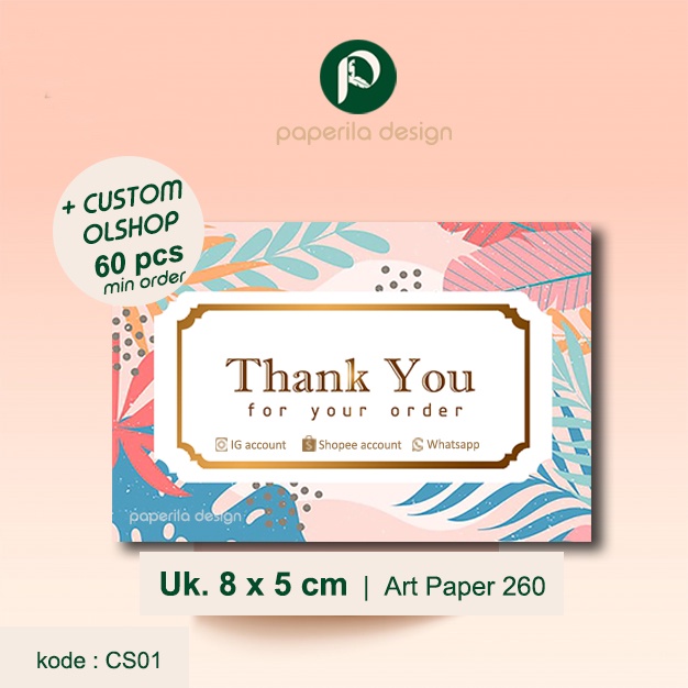 

Thank You Card + Custom Olshop 8x5cm