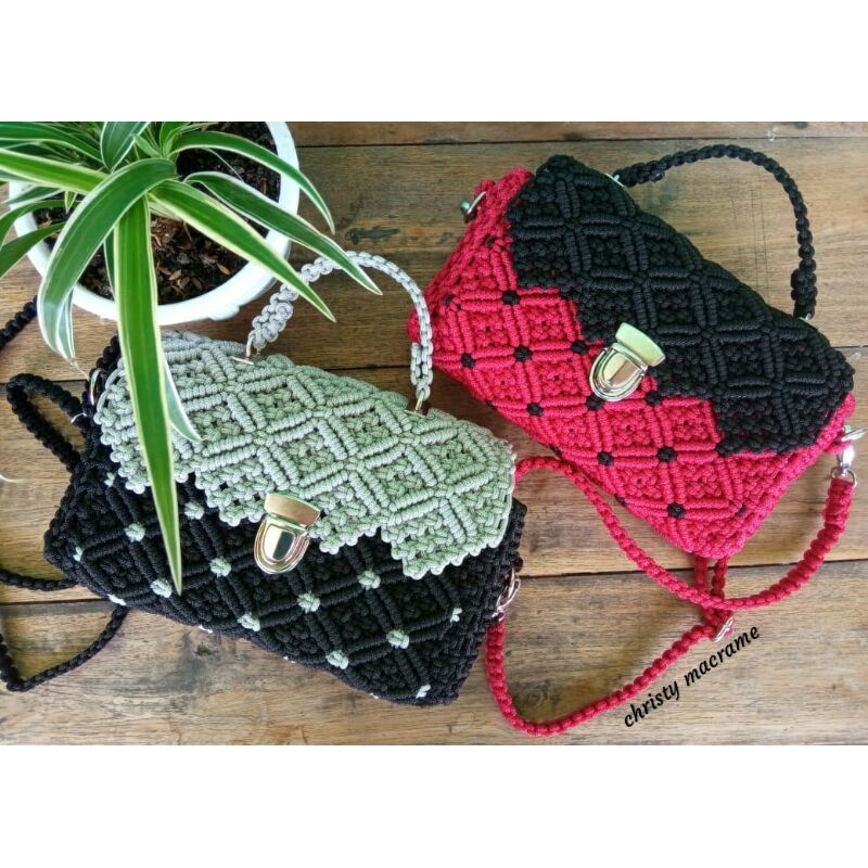 Tas tali kur christy macrame kotak