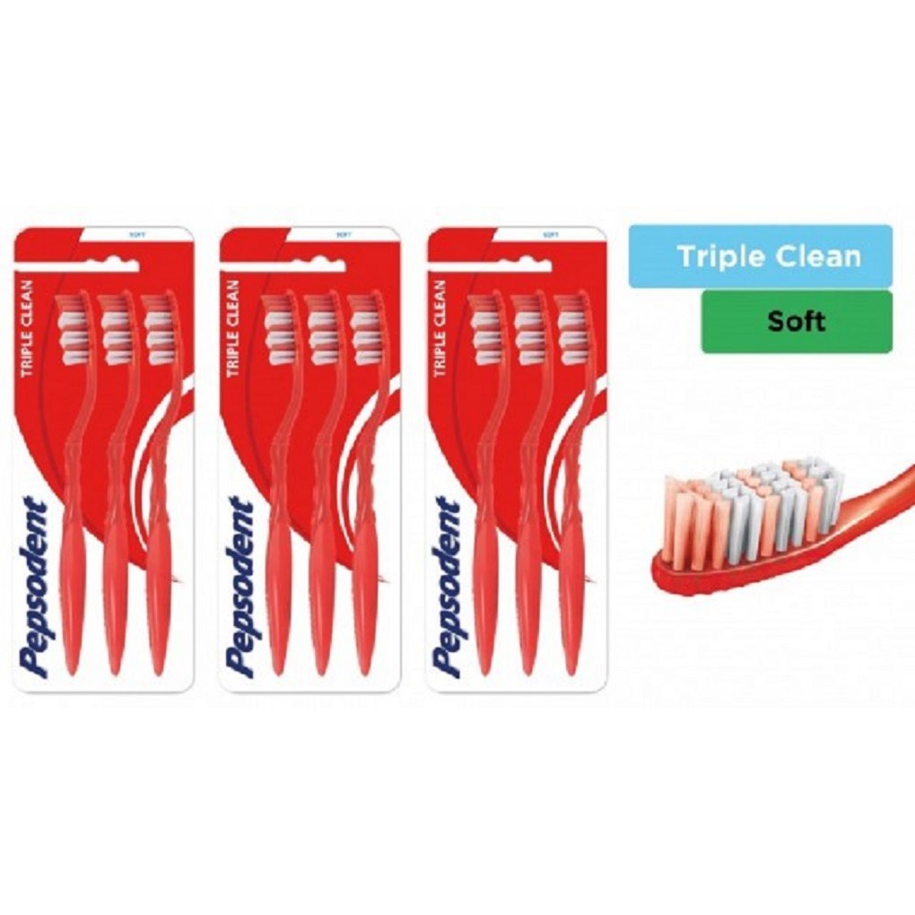 Pepsodent Triple Clean Sikat Gigi Soft Isi 3 Multi Pack