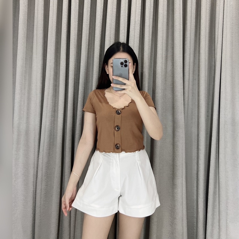 Yoan button crop top | Crop top kancing spdx | Atasan wanita crop