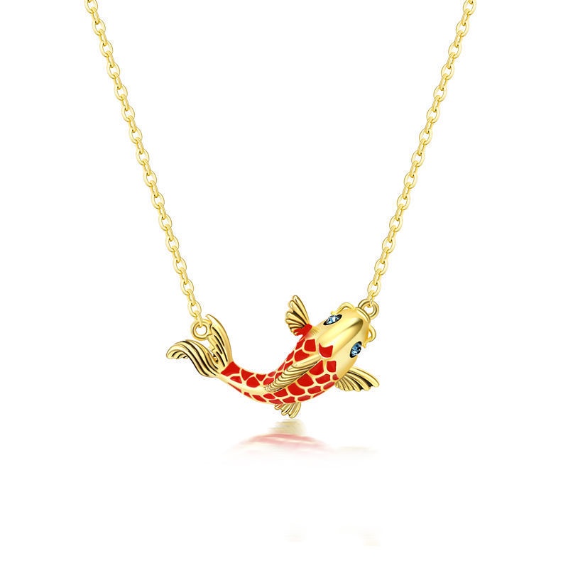 Lucky Koi Necklace Female Retro Chinese Style Simple Temperament Female Lucky Clavicle Chain Pendant