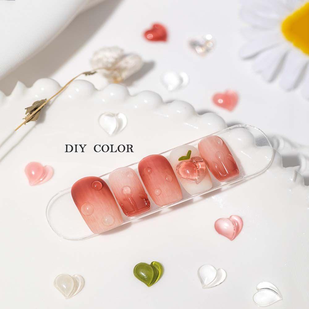 AUGUSTINA Agustin 3D Perhiasan Nail Art Lucu Peach Bentuk Cinta Hiasan Kuku Manicure Nail Accessories Set