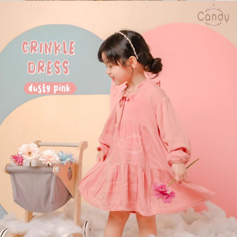 CRINKLE TUNIK DRESS RAYON ANAK 1y-5y | dress lengan panjang anak perempuan rayon crinkle murah adem 