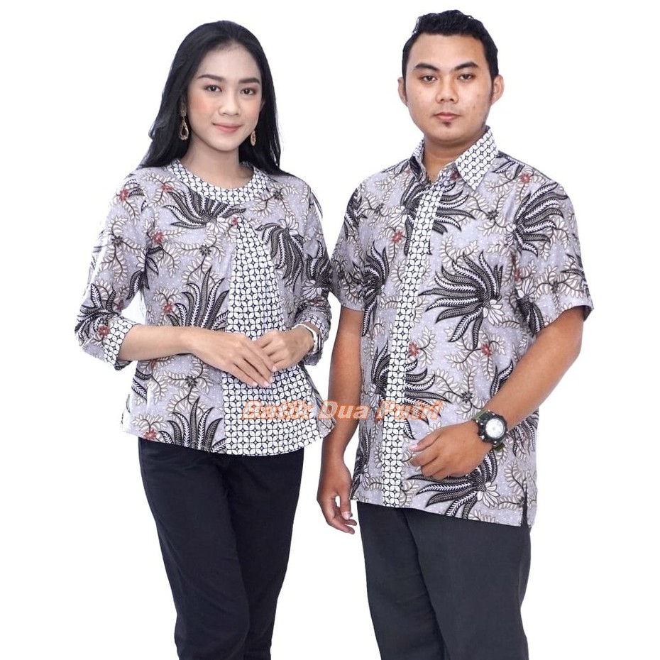 Couple Batik Seragam Kerja Terbaru Warna Grey Size S-M-L-XL-XXL-3L-4L-5L By Batik dua Putri