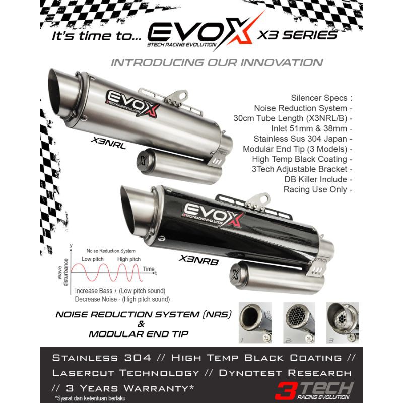 FULLSET EVOX X3 X3NRS X3NRC X3NRB X3NRL KNALPOT RACING 3TECH FULLSYSTEM ORIGINAL