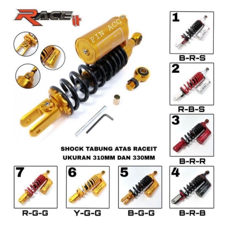 Shockbreaker RACEIT Sport 310mm - 330mm VARIO OLD/NEW MIO/BEAT/SCOOPY dan motor lainnya