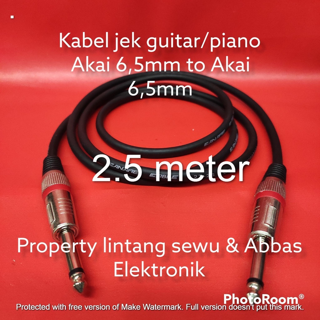 KABEL JEK GITAR PIANO  AKAI 6.5MM TO AKAI 6.5MM 2.5 METER