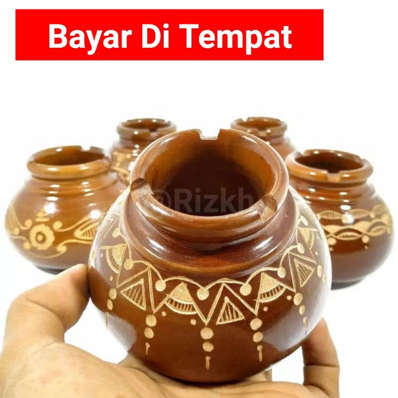 Asbak Rokok Gentong Genuk Cukit Motif Kayu Jati