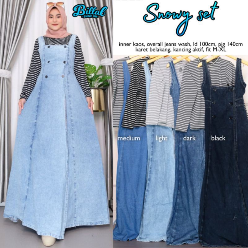 SNOWY SET / SETELAN GAMIS / SETELAN OVERALL / ONE SET OVERALL / OVERALL JEANS / GAMIS JEANS
