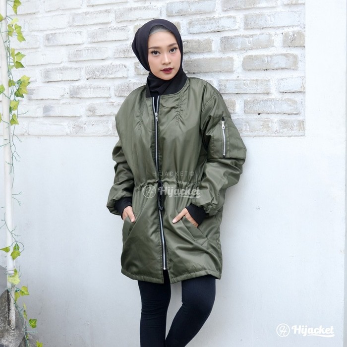 Original jaket bomber wanita, jaket parasut bomber wanita hijau army