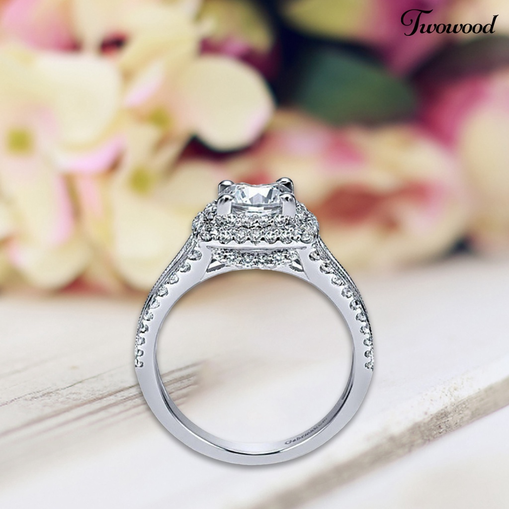 Cincin Berlian Imitasi Model Double Layer Untuk Wanita