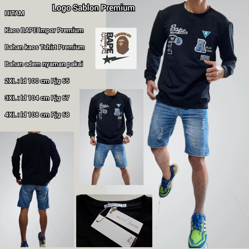 kaos / kaos pria / kaos panjang / Kaos pria Bape Premium import / Realpict di jamin sesuai gambar / 