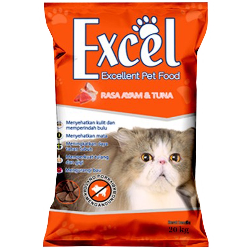 Excel Bentuk Segitiga Chicken &amp; Tuna 20kg 20 kg Catfood Makanan Kucing