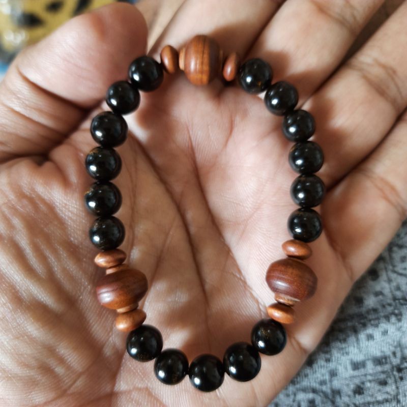 Gelang akar bahar kombinasi kayu stigi