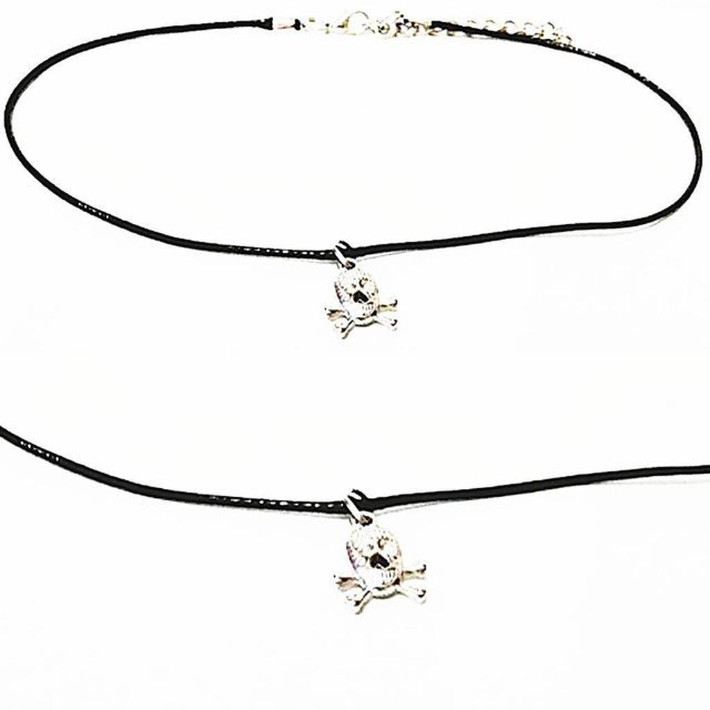 Baby Choker Necklace Silver Skull | Kalung Handmade