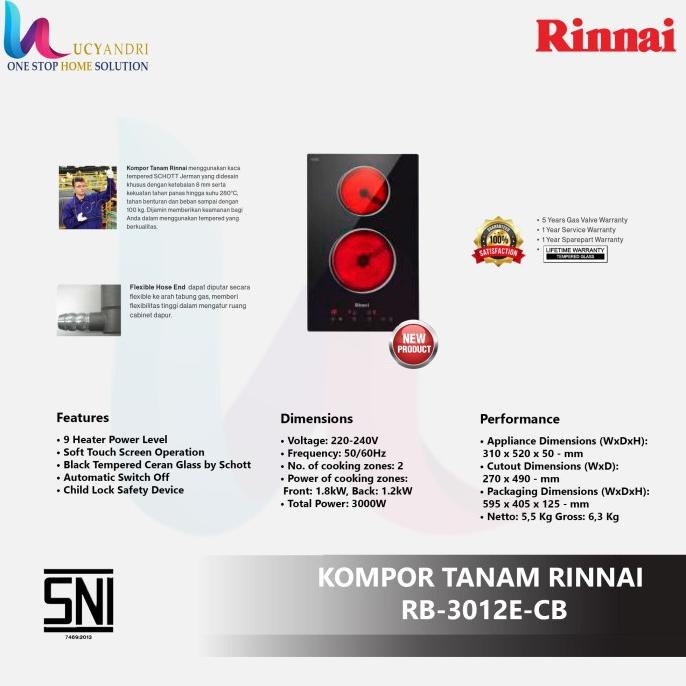 kompor tanam listrik induksi 2 tungku RINNAI RB 3012E CB