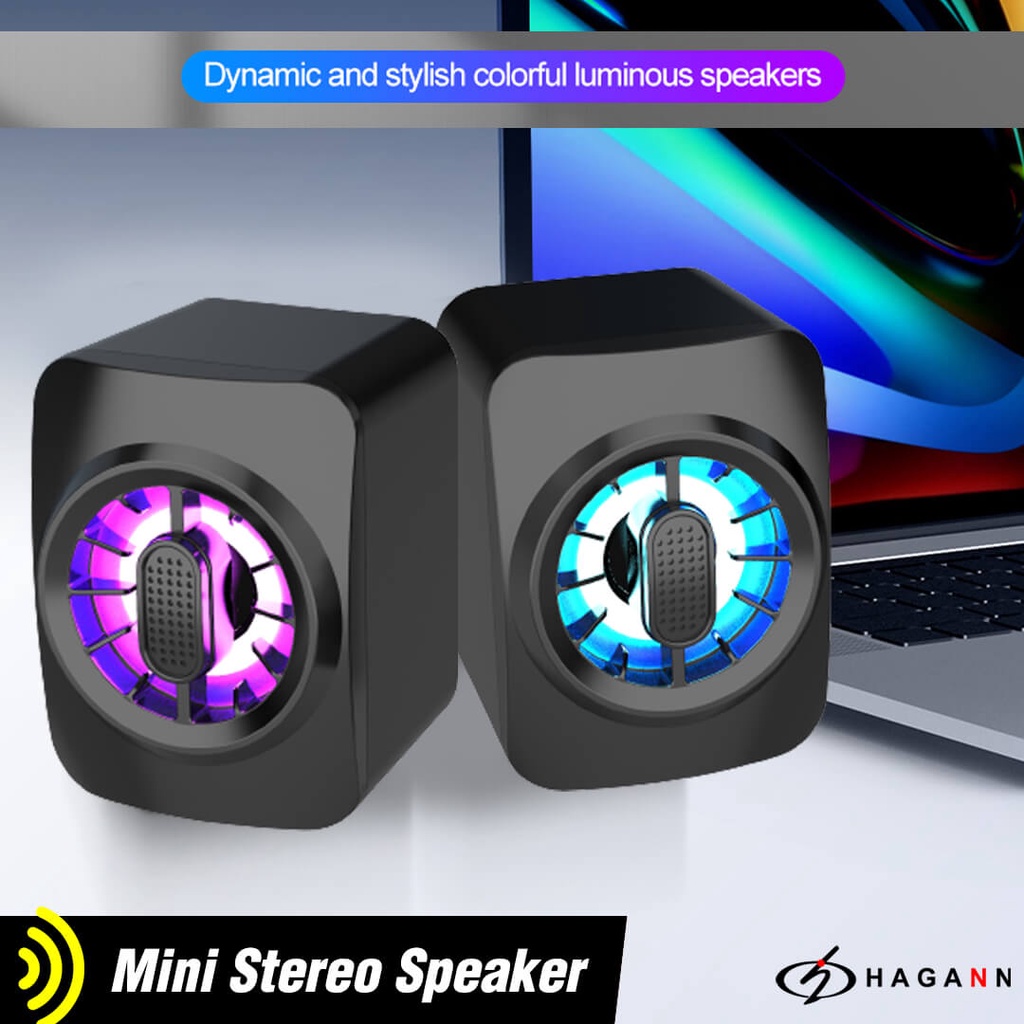 Speaker USB Mini Aktif Portable RGB Kecil Komputer PC Laptop Spiker Stereo Dengan Lampu LED SPE-A10