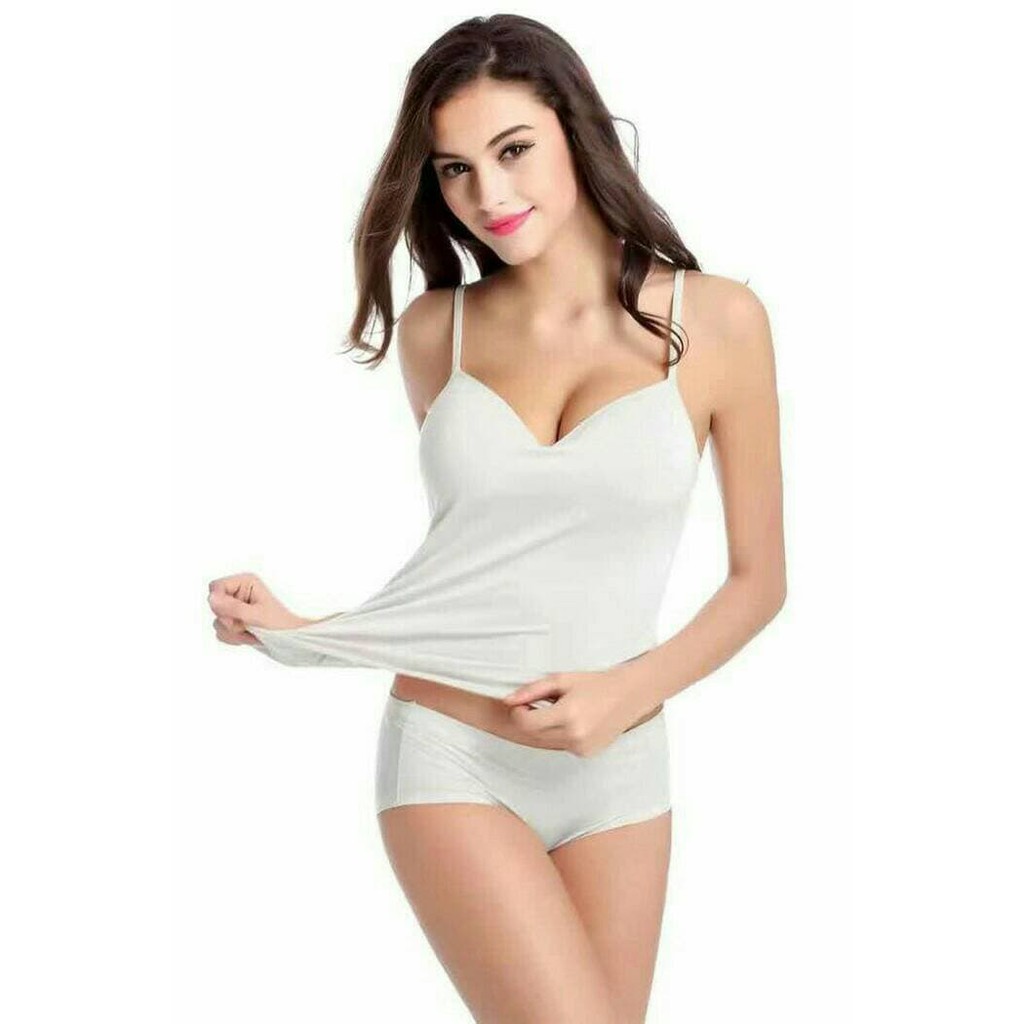 Tanktop Cup Bra Busa Tanktop Panjang Atasan Dalaman Baju Wanita - Hitam Best Quality