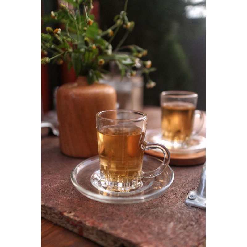 gelas sloki tinggi set plus saucer