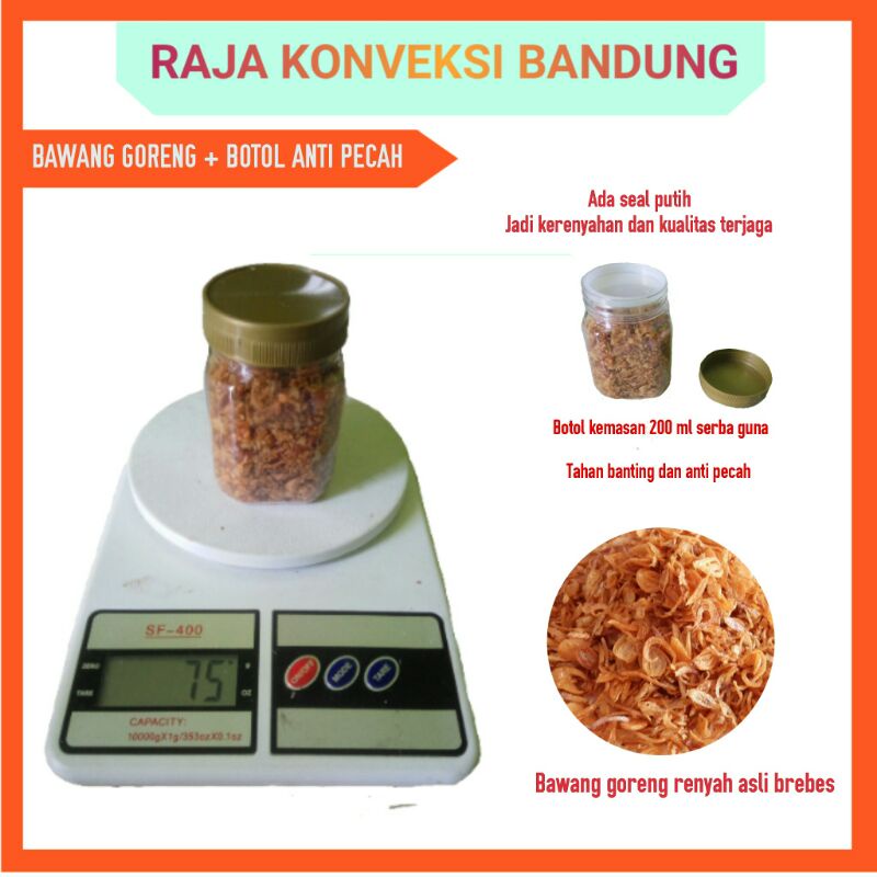 

Bawang Goreng Renyah + toples botol anti pecah ( 75 gr )